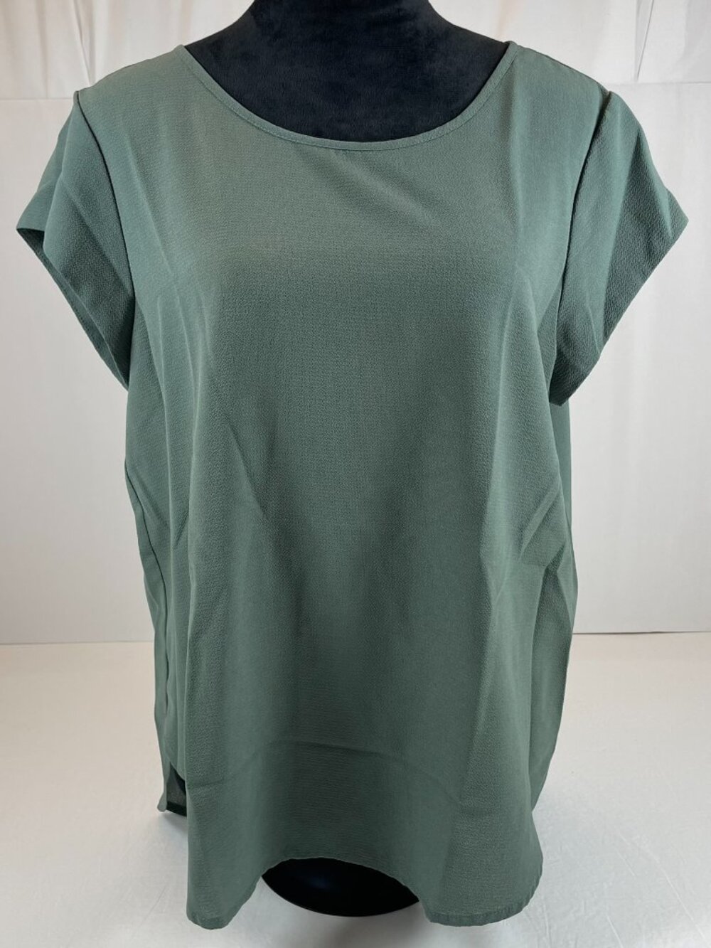 ONLY Teal Blue Green Cap Sleeve Zip Back Blouse Tunic Top Size L Minimalist